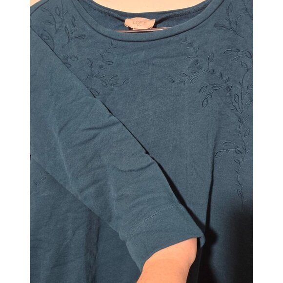 Loft Womens sz L green long sleeve embroidery floral sweater 100% Cotton - Picture 8 of 12